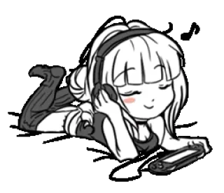 🎼 Anime, Ragazza, Cuffie, Gaming, Carino, Kawaii whatsapp sticker