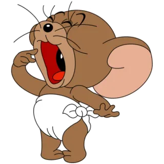 🍭 cartone animato, topo, bambino, sbadiglio telegram sticker