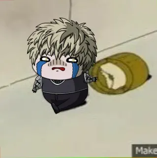 🙂 Genos One-Punch Man 动漫, 漫画, 赛博格, 角色, 搞笑, 悲伤, 一拳超人 telegram sticker