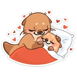 ☺️ นาก, รัก, น่ารัก, นอนหลับ, สัตว์ whatsapp sticker