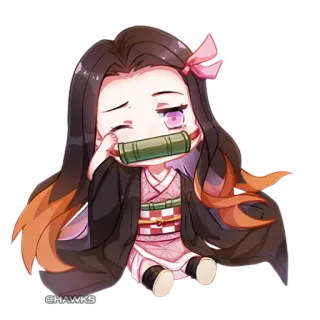 😪 Nezuko Kamado Demon Slayer @HAWKS Anime, Chibi, Niedlich, Nezuko, Demon Slayer, Fanart whatsapp sticker