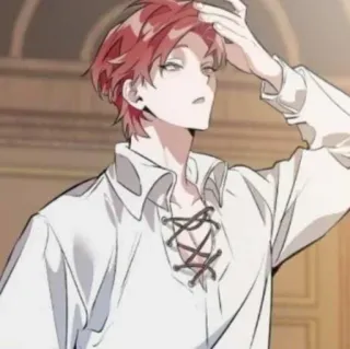 🥀 anime, personaje, hombre, pelo rojo, camisa blanca telegram sticker