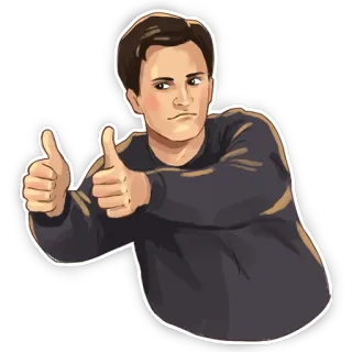 👍 Chandler Bing Friends Chandler, Friends, Pulgar arriba, Positivo, Serie de TV whatsapp sticker