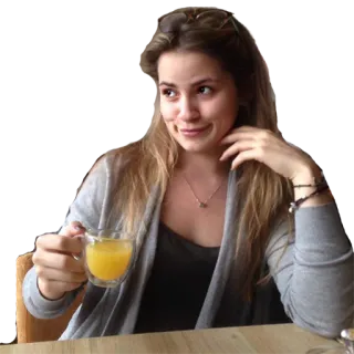 🙂 mulher, sumo de laranja, retrato, sorrindo, bebida, bebendo telegram sticker