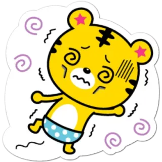 😵 Cartone animato, Animale, Orso, Stordito, Malato, Giallo, Personaggio telegram sticker