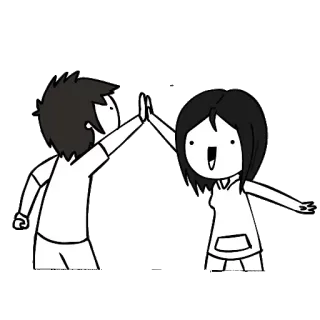 👯 Toca aqui, Desenho animado, Amizade, Celebração, Sucesso, Feliz telegram sticker