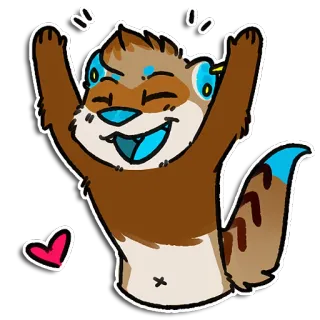 💙 loutre, mignon, joyeux, dessin animé, animal, poilu whatsapp sticker