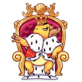 👑 duck, king, throne, crown, royalty, animal, cartoon telegram sticker