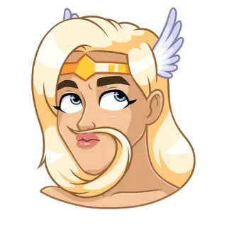 👨‍🦳 personagem, loira, asas, retrato, cabeça, desenho animado telegram sticker