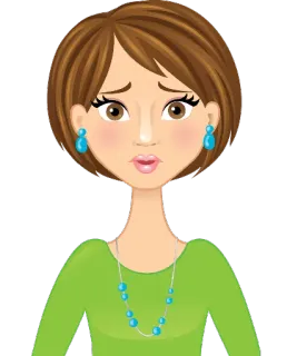 😥 femme, dessin animé, portrait, illustration, féminin, personnage telegram sticker