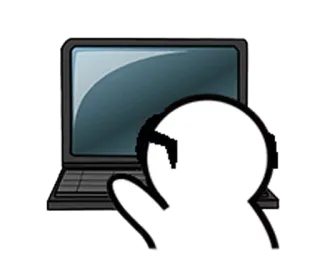 😁 laptop, komputer, orang lidi, tangan, teknologi telegram sticker