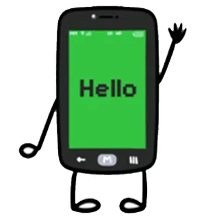 ✋ Hello Handy, Cartoon, Gruß, Hallo, Mobil, Freundlich, Figur whatsapp sticker
