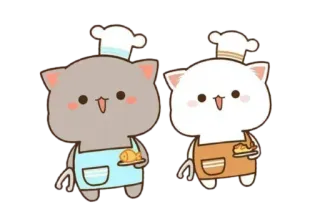 🧑‍🍳 kucing, koki, memasak, ikan, imut, celemek, kartun telegram sticker