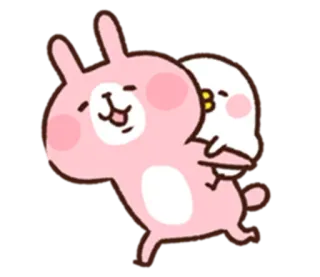 😛 토끼, 토끼, 닭, 친구, 카와이, 귀여운, 만화 telegram sticker