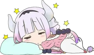 💤 Kanna Kamui Miss Kobayashi's Dragon Maid Anime, Kanna Kamui, Dormire, Carino, Drago, Stelle telegram sticker