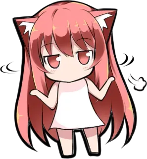 ☺ Аниме, Девушка-кошка, Чиби, Милый, Мультфильм, Средний палец telegram sticker