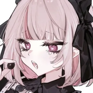 ❤️ Anime, Dziewczyna, Gotyk, Różowe Włosy, Portret, Grafika Cyfrowa telegram sticker