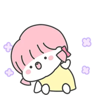 🤔 süß, Cartoon, pinke Haare, kawaii, Figur, niedlich telegram sticker