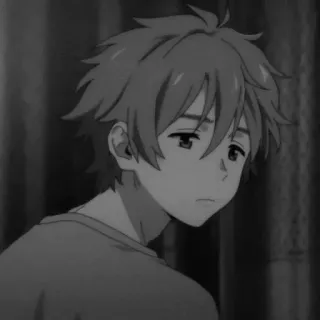 🖇 Anime, Triste, Garçon, Monochrome telegram sticker