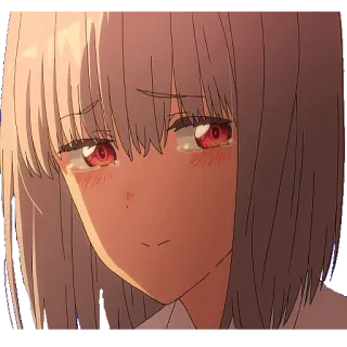 😭 Anime, Mädchen, weinend, traurig, emotional, Tränen, rote Augen telegram sticker