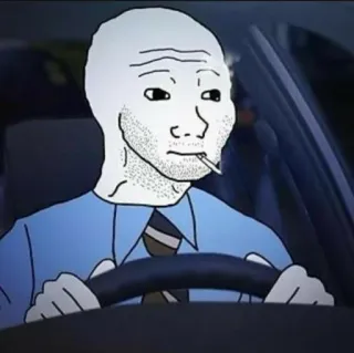 😐 Wojak 밈, Wojak, 흡연, 운전 telegram sticker