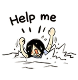 😖 Help me ajuda, afogamento, desenho animado, angústia, pedido de socorro telegram sticker