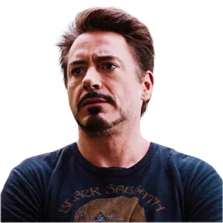 😟 Tony Stark Iron Man BLACK SABBATH ไอรอนแมน, โทนี่ สตาร์ค, โรเบิร์ต ดาวนีย์ จูเนียร์, มาร์เวล, แบล็ก ซับบาธ, ภาพยนตร์, ซูเปอร์ฮีโร่ telegram sticker