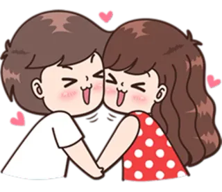 💑 amor, pareja, dibujos animados, corazones, romance, lindo telegram sticker