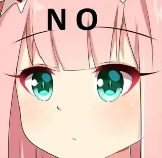 😠 NO Anime, No, Rifiuto, Diniego, Capelli rosa, Espressione telegram sticker