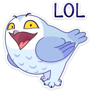 😂 LOL búho, lol, divertido, dibujo animado, pájaro, lindo whatsapp sticker