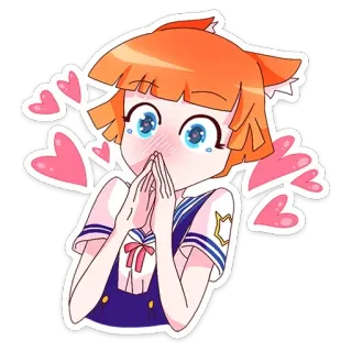 ❤️ chica anime, linda, corazones, uniforme marinero, sonrojada telegram sticker