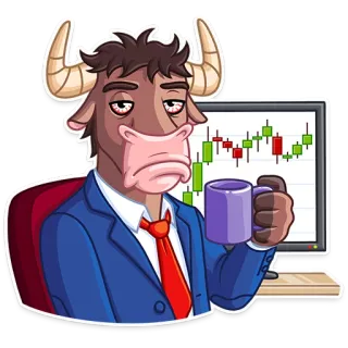 😞 бык, фондовый рынок, финансы, инвестиции, трейдинг, бизнес telegram sticker