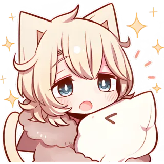 😯 gatto, anime, kawaii, carino, brillantini whatsapp sticker