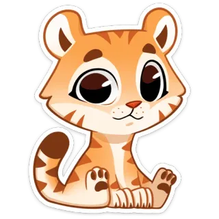 🐅 tiger, animal, cute, cartoon, sticker, cat telegram sticker