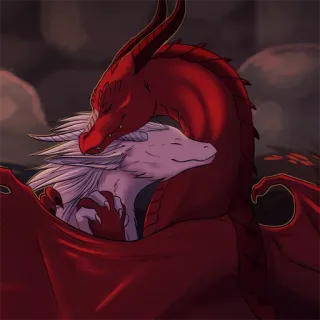 ❤ dragão, fantasia, animais, abraçando, amor, afeto, criaturas, mítico, dragão vermelho telegram sticker