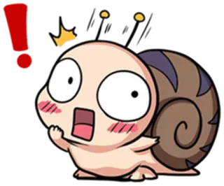 😦 siput, terkejut, alarm, seru, imut, kartun, anime whatsapp sticker
