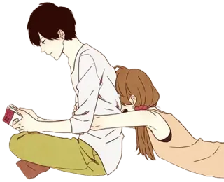 💓 Anime, Pareja, Abrazo, Leyendo, Amor, Romántico whatsapp sticker