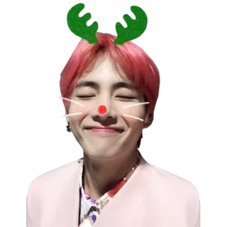 😊 V kpop, bts, 아이돌, 귀여운, 순록, 크리스마스 telegram sticker