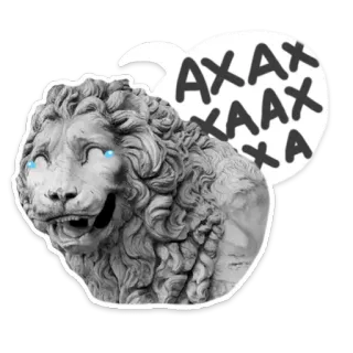 😆 AXAX lion, sculpture, ancient, statue, animal telegram sticker