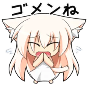 🙏 ゴメンね anime, kawaii, catgirl, apology, sorry, embarrassed, cute whatsapp sticker