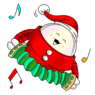 😄 natal, papai noel, acordeão, celebração, desenho animado, fofo, festivo telegram sticker