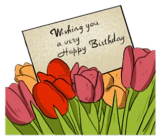 💌 Wishing you a very Happy Birthday aniversário, flores, tulipas, cartão de felicitações, celebração telegram sticker