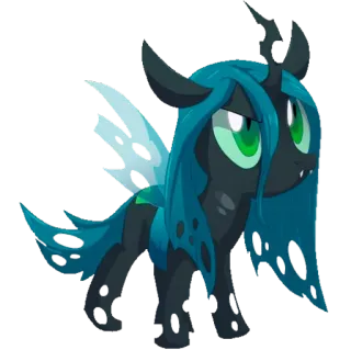😕 Queen Chrysalis My Little Pony desenho animado, pônei, rainha, monstro, asas whatsapp sticker