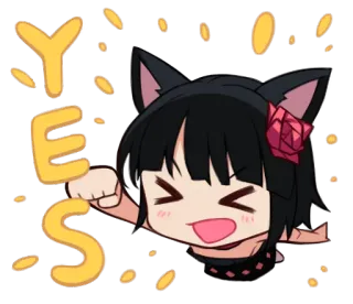 ✊ YES ya, afirmatif, persetujuan, senang, perayaan, kartun, anime, kawaii telegram sticker