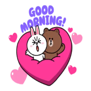🌝 GOOD MORNING! buongiorno, carino, cuore, coniglio, orso whatsapp sticker