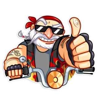 👍 Motociclista, Moto, Pollice in su, Personaggio, Cartone animato, Viaggio on the road, Trasporto, Veicolo whatsapp sticker