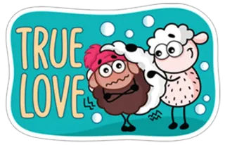❤ TRUE LOVE pecora, amore, cartone animato, amicizia, carino, animale whatsapp sticker