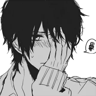 😳 Anime, Manga, malu, tersipu, anak laki-laki, stiker, ilustrasi telegram sticker