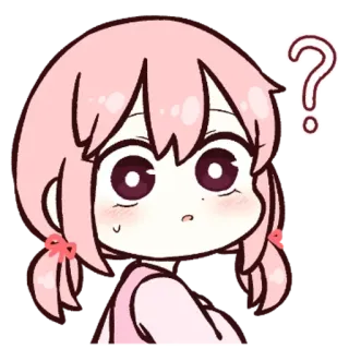 🤔 Anime, Dziewczyna, Pytanie, Zdezorientowany, Słodkie telegram sticker
