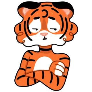 😐 tigre, animal, desenho animado, fofo, triste, ilustração whatsapp sticker